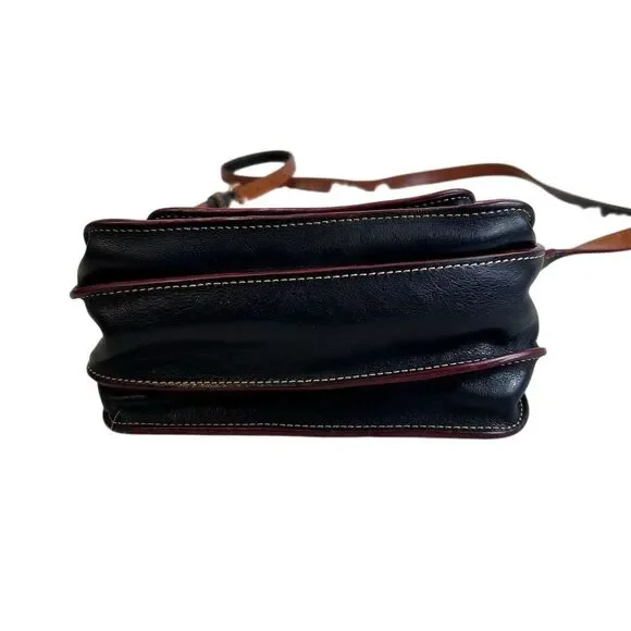 Dooney & Bourke Women's Crossbody Purse Black Leather/Brown Leather - Picture 12 of 14